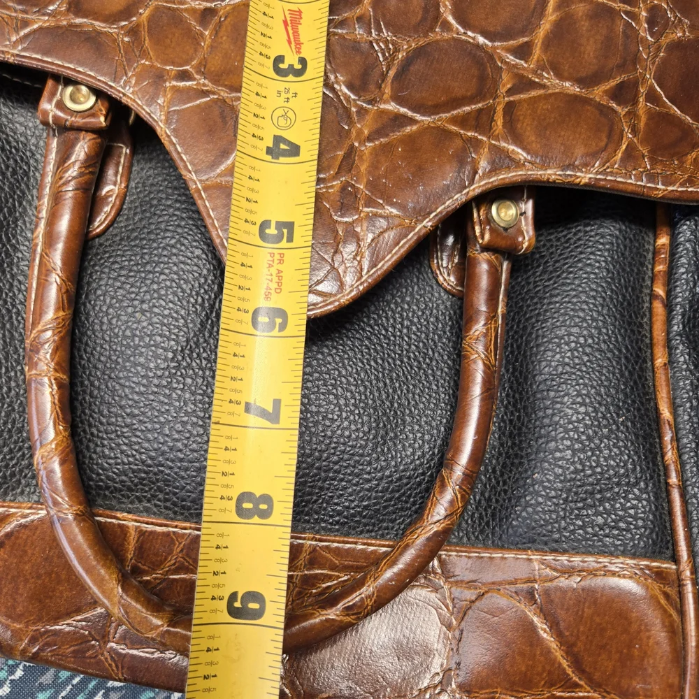 EUC Brown and Black Croc-Embossed Handbag - Picture 7 of 10